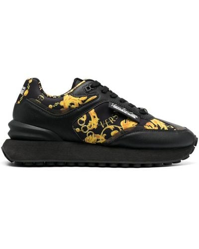 Versace Baroque-print Low-top Sneakers - Black