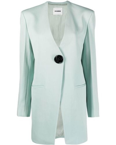 Jil Sander Blazer boutonné en laine - Bleu