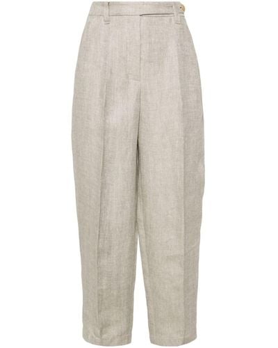 Brunello Cucinelli Pantalones ajustados de talle medio - Blanco