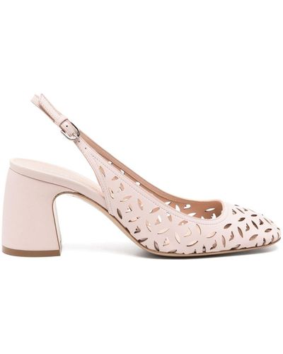 Emporio Armani Perforated Leather Slingback Pumps - Pink