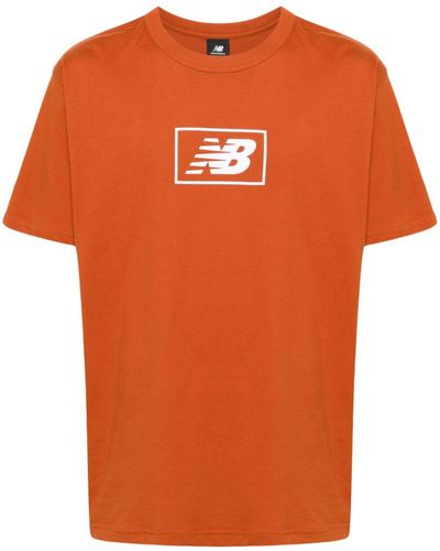 New Balance Logo-print Cotton T-shirt - Orange