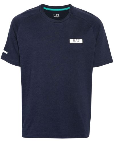 EA7 T-shirt Met Ronde Hals - Blauw