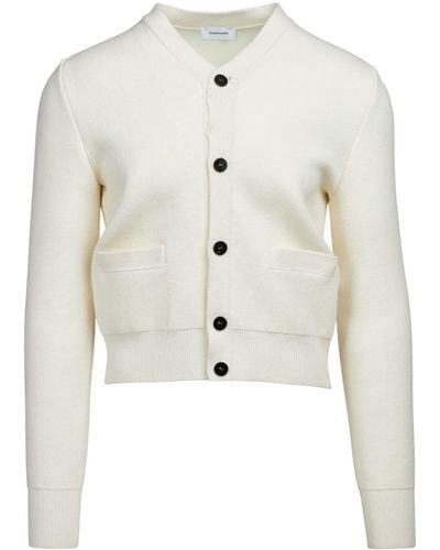 Ferragamo Contrast-stitching Virgin Wool Cardigan - White
