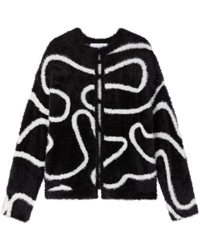 AZ FACTORY Intarsia-knit Long-sleeve Cardigan - Black