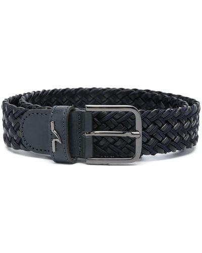 Paul & Shark Interwoven-design Leather Belt - Black