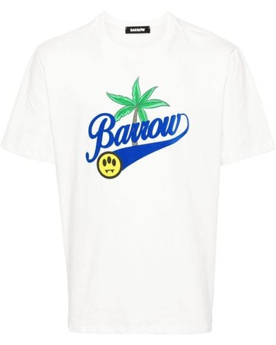 Barrow Palm-tree Printed Cotton T-shirt - Blue