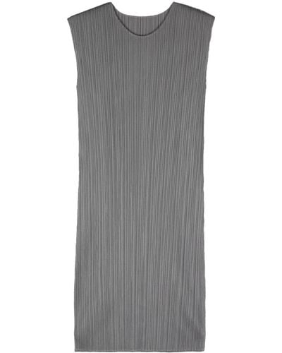 Pleats Please Issey Miyake Plissé-effect Mini Dress - Gray