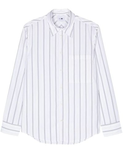 NN07 Max Striped Poplin Shirt - Wit
