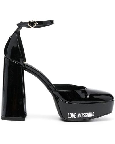 Love Moschino Logo-Print Pumps - Black