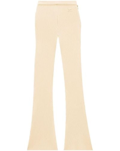 Courreges Reedition Rib-knit Flared Trousers - Natural