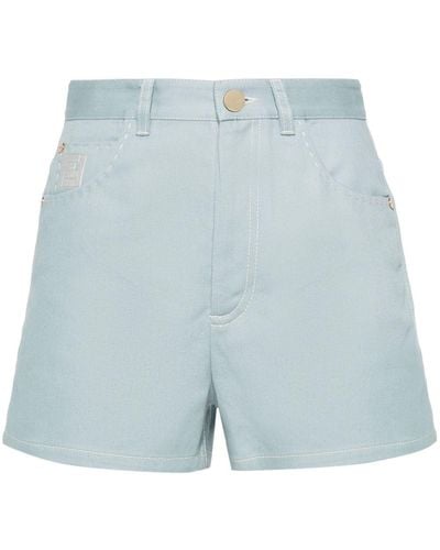 Fendi Katoenen Shorts Met Bloemenprint - Blauw
