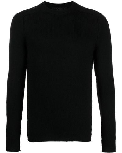 Transit Contrast-stitching Virgin Wool Sweater - Black