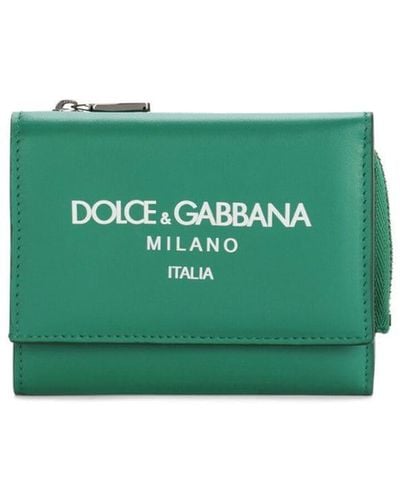 Dolce & Gabbana Portafoglio in pelle con stampa - Verde
