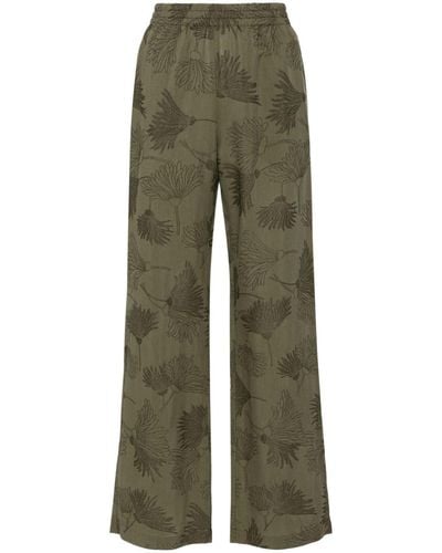 Golden Goose Floral-embroidered Straight Pants - Green