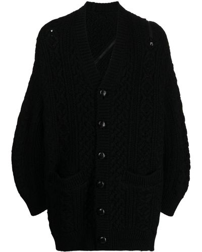 TAKAHIROMIYASHITA TheSoloist. Zip-detail Aran-knit Cardigan - Black