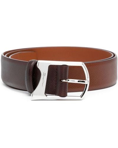 Santoni Buckled Leather Belt - Brown