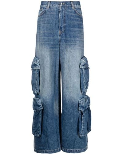 Amiri baggy Wide-leg Cargo Jeans - Women's - Cotton - Blue