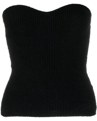 Wardrobe NYC Ribbed-knit Bandeau Top - Black