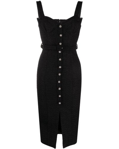 Self-Portrait Black Boucle Midi Dress