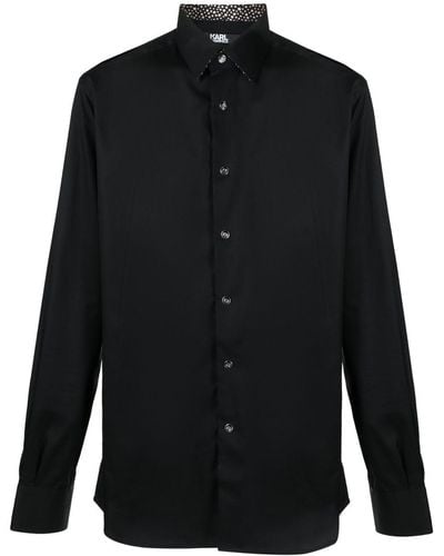 Karl Lagerfeld Long-sleeve Cotton Shirts - Black