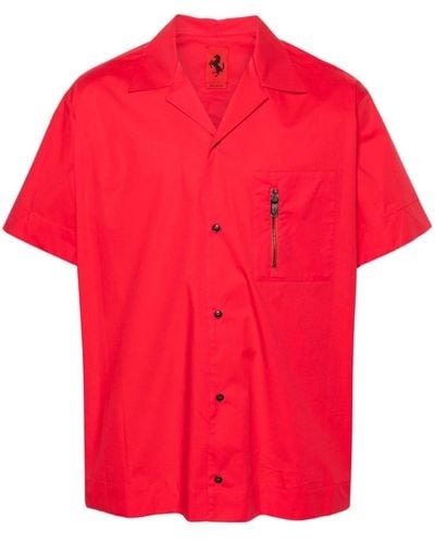 Ferrari Tape-detail Cotton Shirt - Red