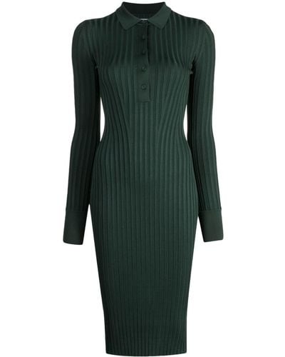 Galvan London Robe mi-longue Rhea à design nervuré - Vert