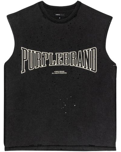 Purple Brand Logo-print Cotton Tank Top - Black