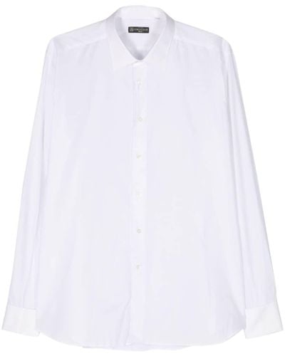 Corneliani Semi-doorzichtig Katoenen Overhemd - Wit