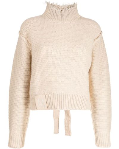 Izzue Lace-up High-neck Sweater - Natural