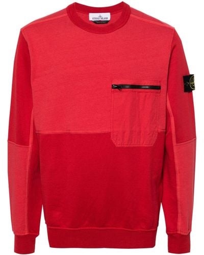 Stone Island Compass-badge Panelled Sweatshirt - Red