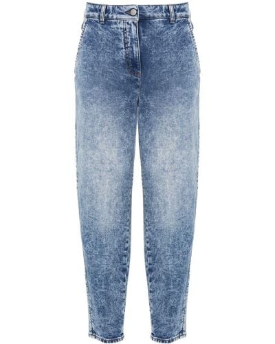 Peserico Jeans Met Toelopende Pijpen En Wassing - Blauw