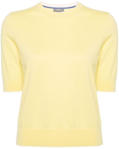 N.Peal Cashmere Fein gestricktes T-Shirt - Gelb
