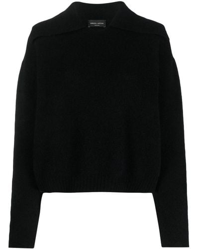 Roberto Collina Polo-collar Long-sleeve Sweater - Black