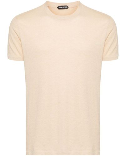 Tom Ford Logo-embroidered Jersey T-shirt - Natural