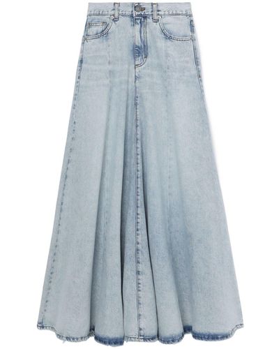 Haikure A-line Denim Maxi Skirt - Blue