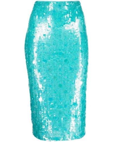 P.A.R.O.S.H. Sequin-embellished Pencil Skirt - Blue