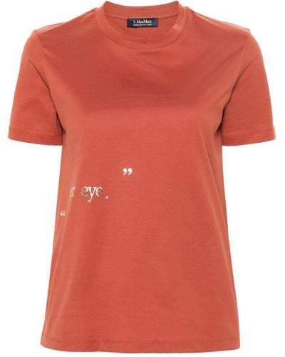 Max Mara Slogan-print Cotton T-shirt - Orange