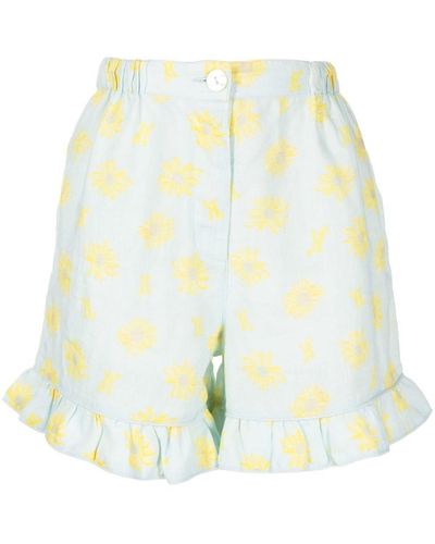 Helmstedt Pantalones cortos Mira con motivo floral - Blanco