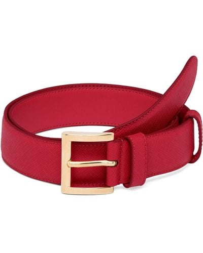 Prada Buckled Leather Belt - Red