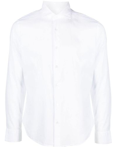 Fedeli Chemise en coton stretch à manches longues - Blanc