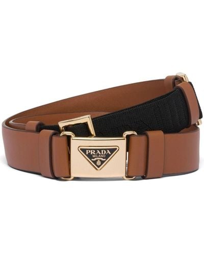 Prada Triangle-logo Leather Belt - Brown