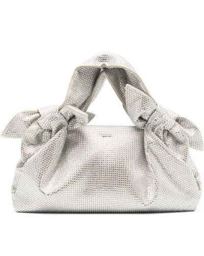 GIUSEPPE DI MORABITO Knoted-straps Rhinestone-embellished Tote Bag - White