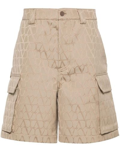 Valentino Garavani Toile Iconographe-pattern Cargo Shorts - Natural