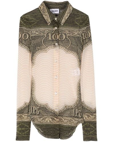 Jean Paul Gaultier Diablo-print Tulle Shirt - Natural