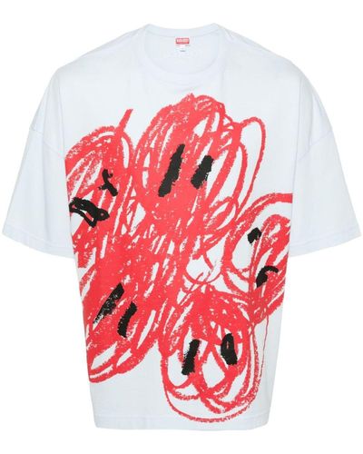 KENZO Drawn Varsity Cotton T-shirt - Red
