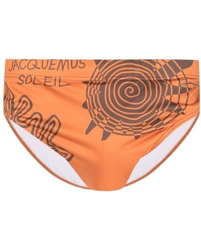 Jacquemus Solar-print Swim Briefs - Orange