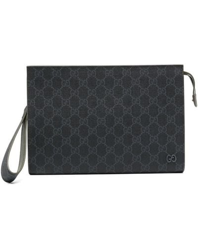 Gucci GG Supreme Canvas Clutch Bag - Black