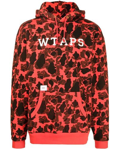 WTAPS Hoodie Met Camouflageprint - Rood