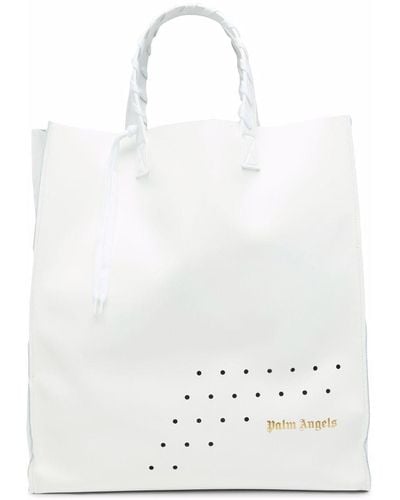 Palm Angels Logo-print Two-tone Leather Tote Bag - White