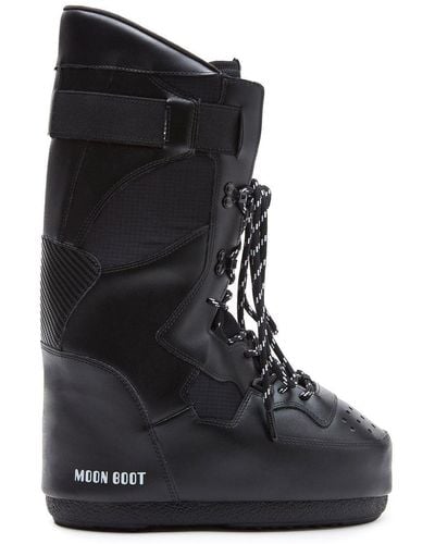 Moon Boot High Lace-up Sneaker Boots - Black